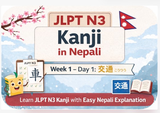 JLPT N3 Kanji in Nepali - Week 1 Day 2
