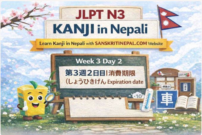 Learn JLPT N3 Kanji (Week 3 Day 2) in Nepali
