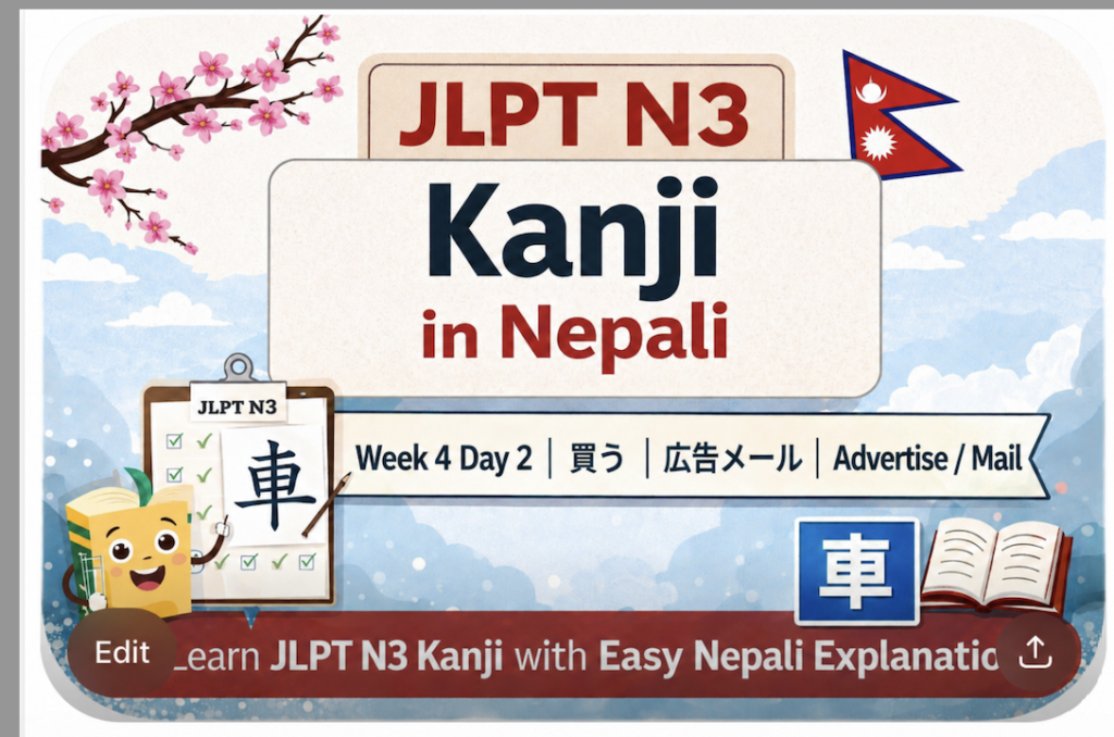 JLPT N3 Kanji List Week 4 Day 2