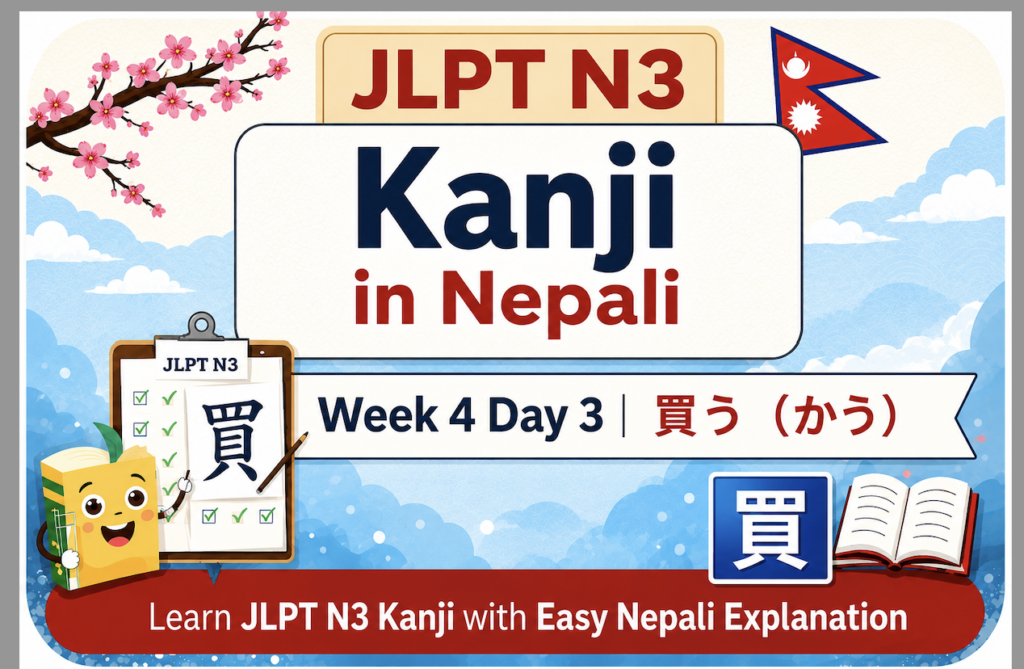 Learn JLPT N3 Kanji Week 4 Day 3 in Nepali