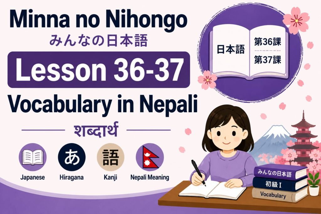 Minnano Nihongo L 36–37 Vocabulary in Nepali